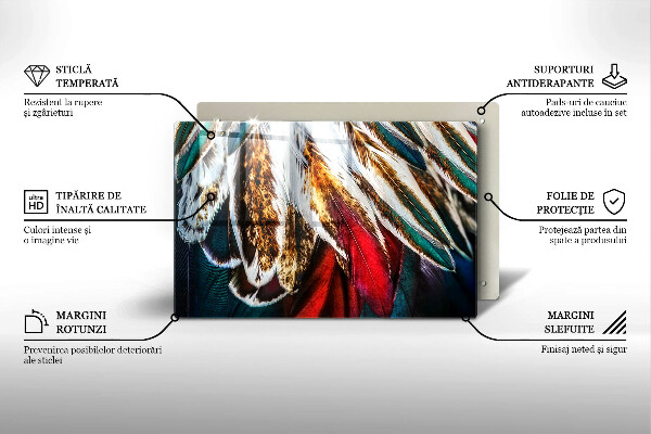 Induction hob protector Boho bird feathers