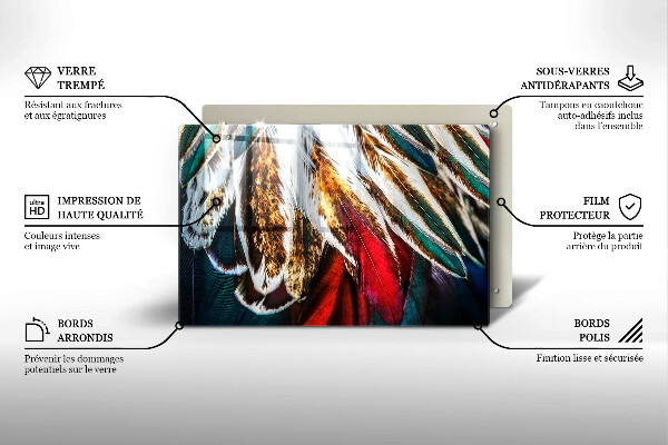 Induction hob protector Boho bird feathers