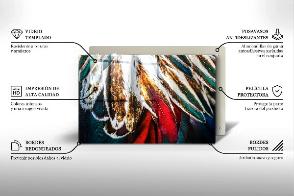 Induction hob protector Boho bird feathers