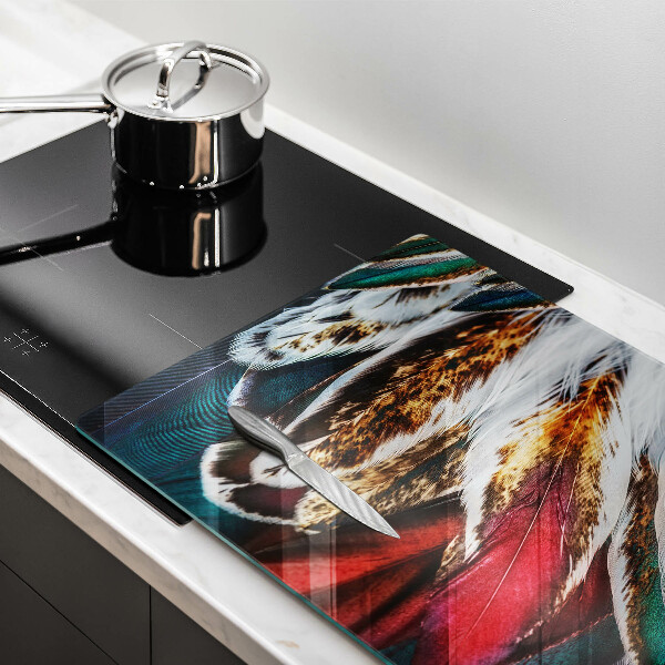 Induction hob protector Boho bird feathers