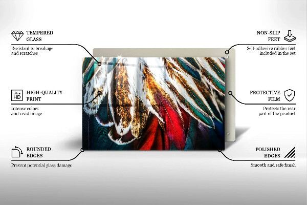 Induction hob protector Boho bird feathers