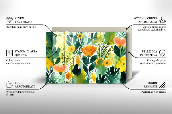 Worktop saver Painted flowers