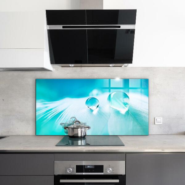 Kitchen splashback Dew on delicate feather