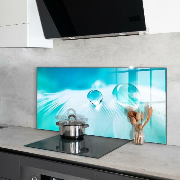 Kitchen splashback Dew on delicate feather