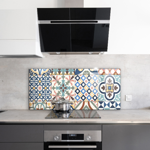 Glass splashback Portuguese mosaic ornaments