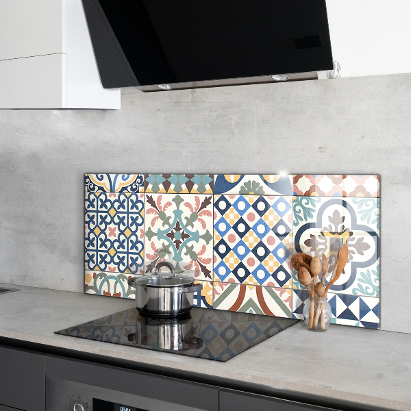 Glass splashback Portuguese mosaic ornaments