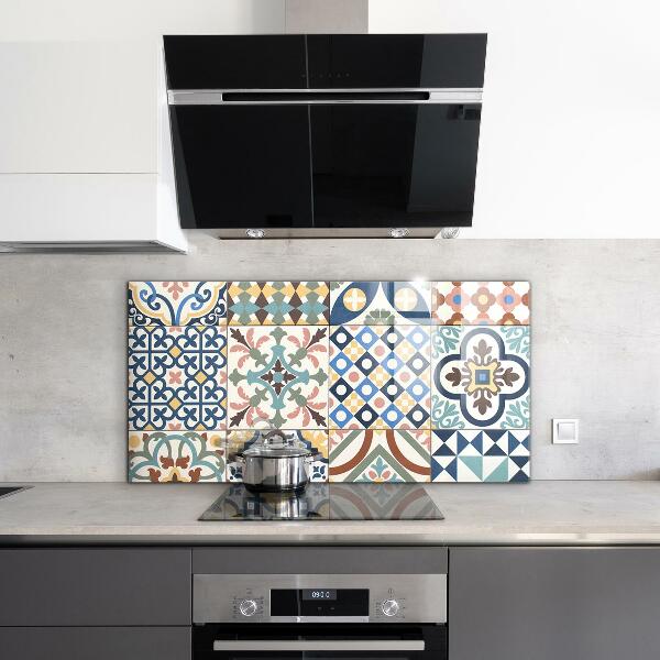 Glass splashback Portuguese mosaic ornaments
