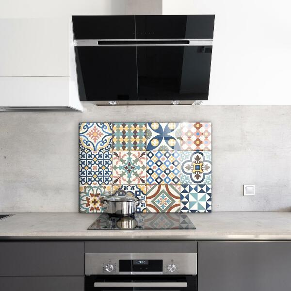 Glass splashback Portuguese mosaic ornaments