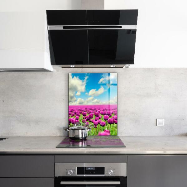 Kitchen splashback Field of pink tulips meadow
