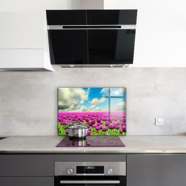 Kitchen splashback Field of pink tulips meadow
