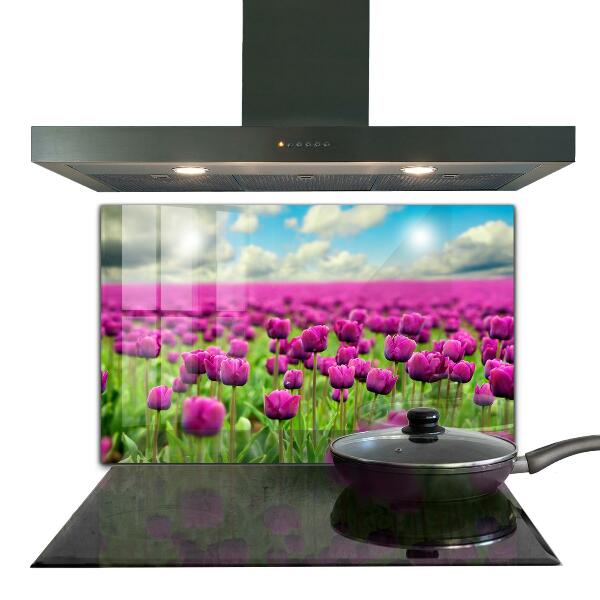 Kitchen splashback Field of pink tulips meadow