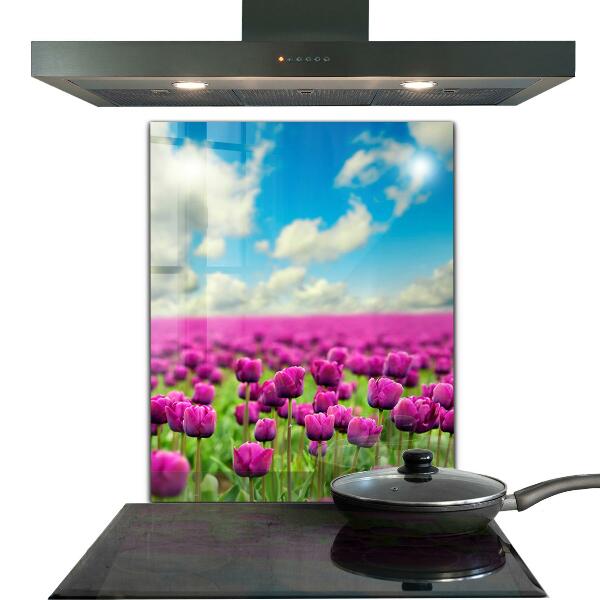 Kitchen splashback Field of pink tulips meadow