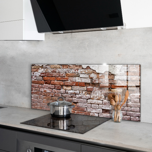 Glass splashback Stone brick wall