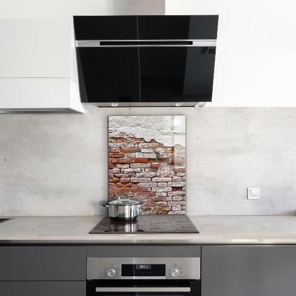 Glass splashback Stone brick wall