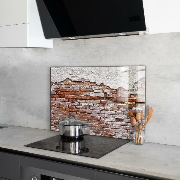 Glass splashback Stone brick wall