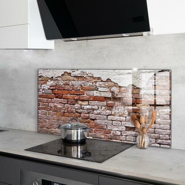 Glass splashback Stone brick wall