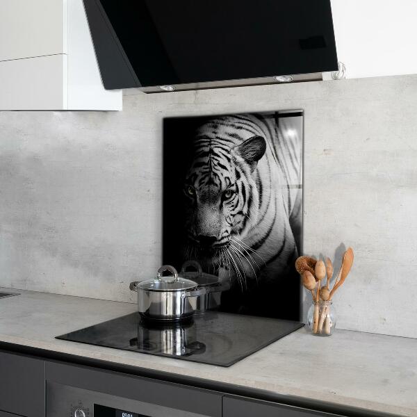 Cooker splashback White siberian tiger