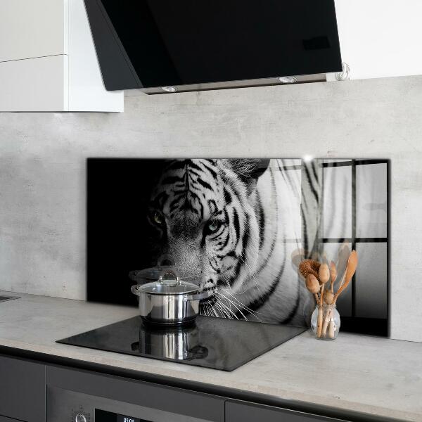 Cooker splashback White siberian tiger