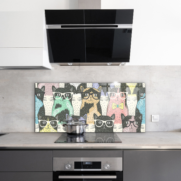 Cooker splashback Cat hipster funny illustration