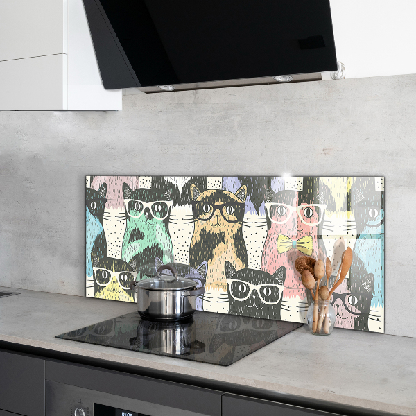 Cooker splashback Cat hipster funny illustration