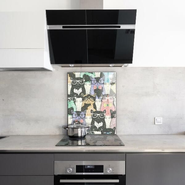 Cooker splashback Cat hipster funny illustration