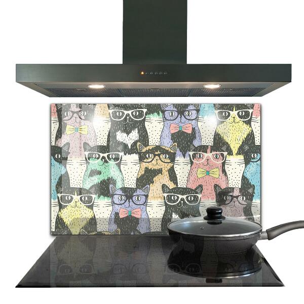 Cooker splashback Cat hipster funny illustration