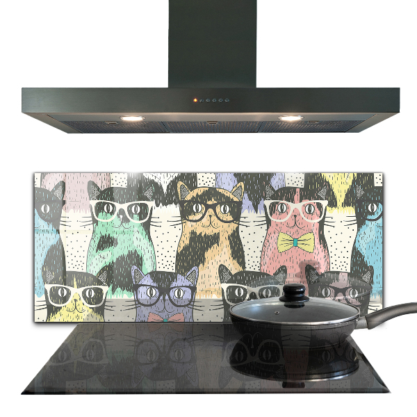 Cooker splashback Cat hipster funny illustration