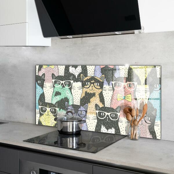 Cooker splashback Cat hipster funny illustration