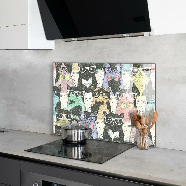 Cooker splashback Cat hipster funny illustration