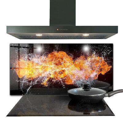 Cooker splashback The fight of the elements fire water