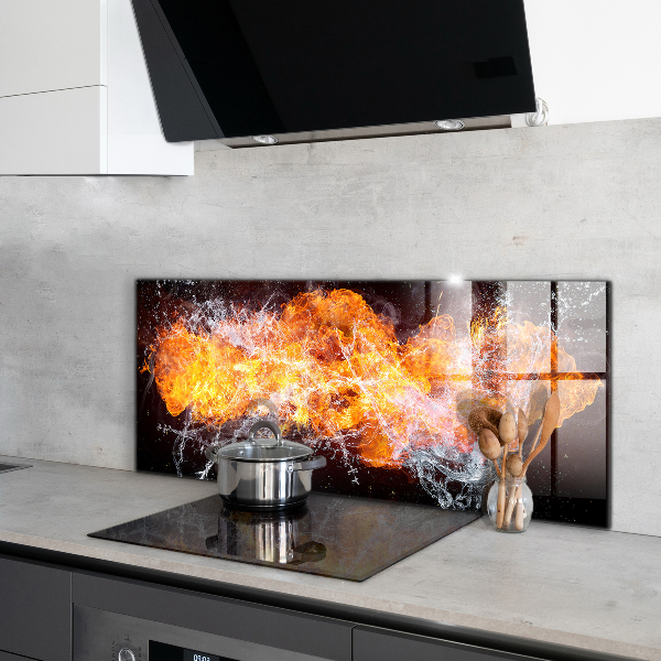 Cooker splashback The fight of the elements fire water