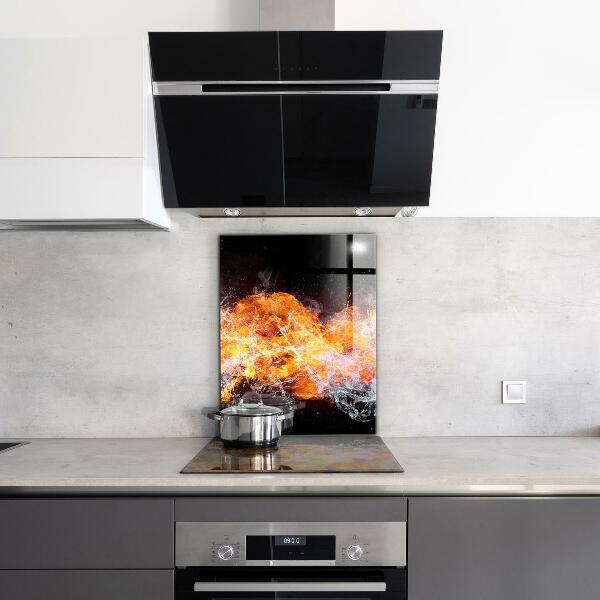 Cooker splashback The fight of the elements fire water
