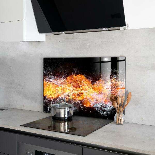 Cooker splashback The fight of the elements fire water