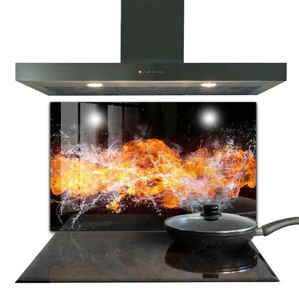 Cooker splashback The fight of the elements fire water