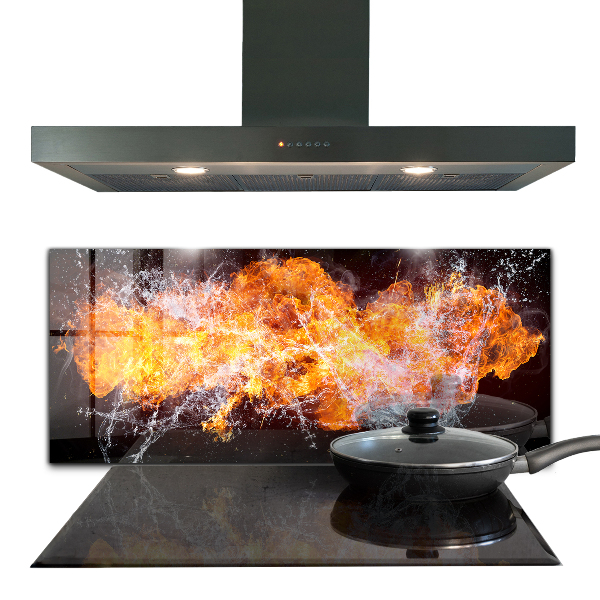 Cooker splashback The fight of the elements fire water