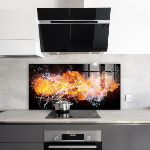 Cooker splashback The fight of the elements fire water