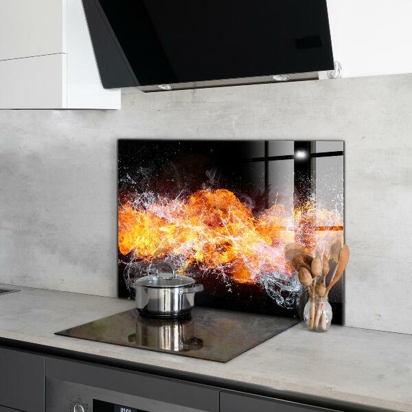 Cooker splashback The fight of the elements fire water