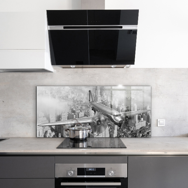 Kitchen splashback Plane over new york