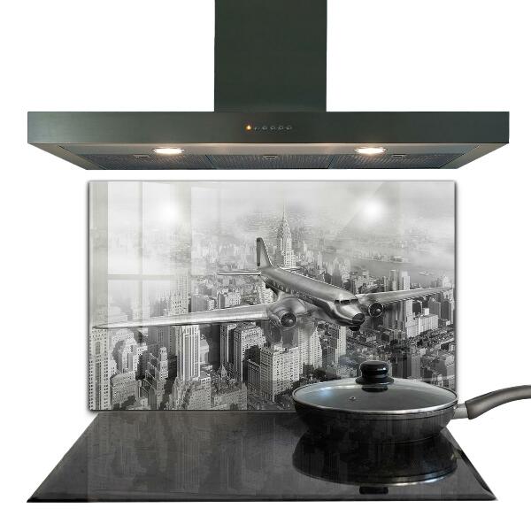 Kitchen splashback Plane over new york