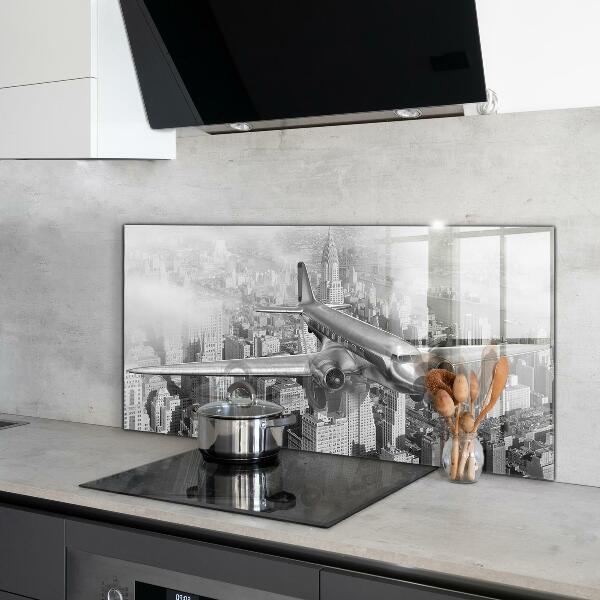 Kitchen splashback Plane over new york