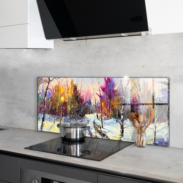 Kitchen splashback Winter park acrylic painting