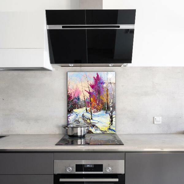 Kitchen splashback Winter park acrylic painting