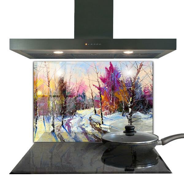 Kitchen splashback Winter park acrylic painting