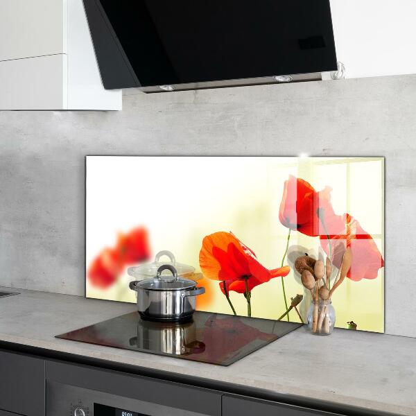 Kitchen splashback Field meadow with red poppies