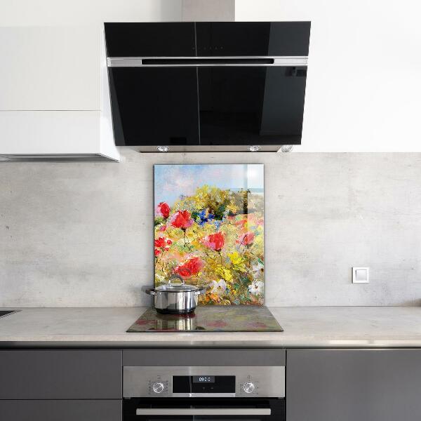 Kitchen splashback Summer meadow oil painting