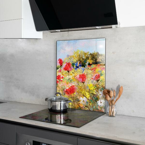 Kitchen splashback Summer meadow oil painting