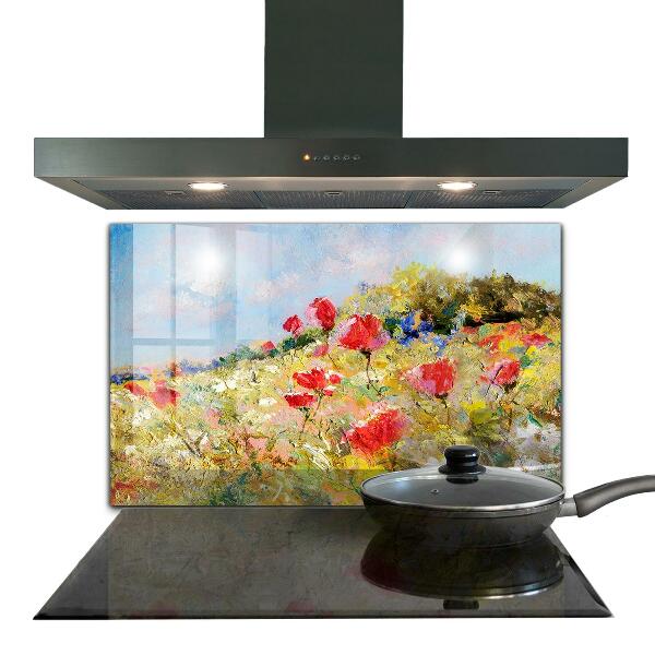 Kitchen splashback Summer meadow oil painting