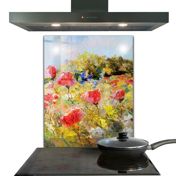 Kitchen splashback Summer meadow oil painting