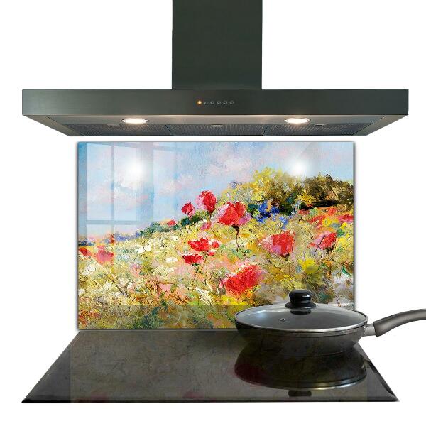 Kitchen splashback Summer meadow oil painting