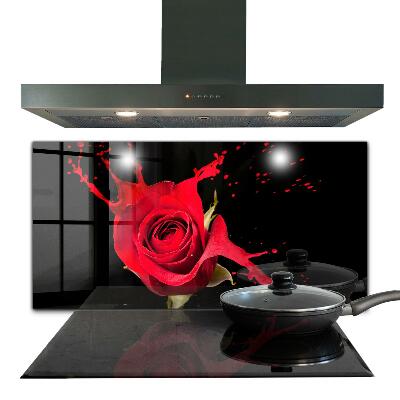 Kitchen splashback Red rose abstract